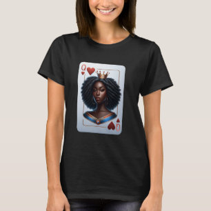 T-shirt Black Queen of coeurs carte jeu fière noir w