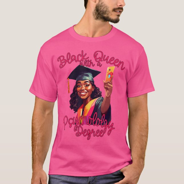 T-shirt Black Queen Psychology Degree Graduation 2023 Phd  (Devant)