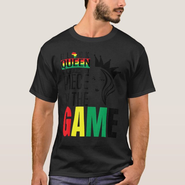T-shirt Black Queen The Most Powerful Piece The Game Black (Devant)
