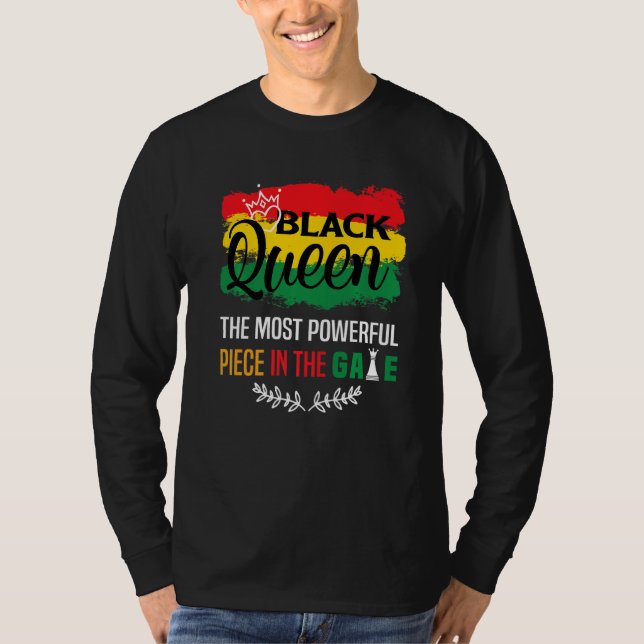 T-shirt Black Queen The Most Powerful Piece The Game Black (Devant)