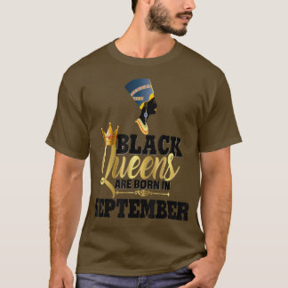T-shirt Black Queens Né Septembre Anniversaire Femmes Nefe