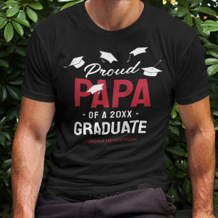 T-shirt Black Red Proud Papa 2025 Diplômé