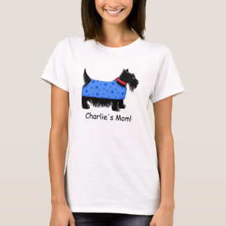 T-shirt Black Scottie Terrier Chien bleu Nom personnalisé