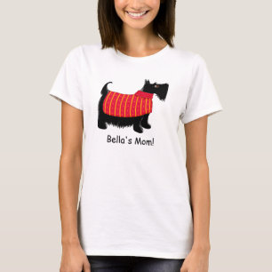 T-shirt Black Scottie Terrier Chien rouge Nom personnalisé