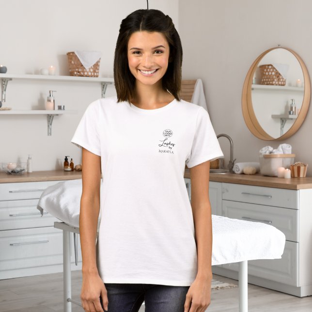 T-shirt Black Script Employee Name Business Logo Lashes (Créateur téléchargé)