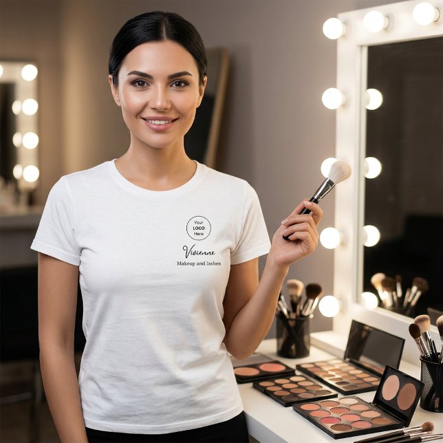 T-shirt Black Script Employee Name Business Logo Makeup (Black Script Employee Name Business Logo Makeup T-Shirt)
