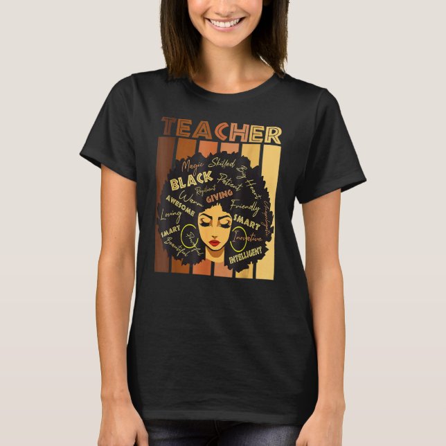 T-shirt Black Smart Enseignant Afro Love Melanin African A (Devant)