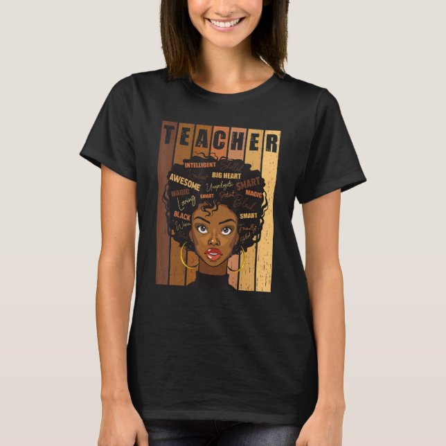 T-shirt Black Smart Teacher Afro Love Melanin African Amer (Devant)