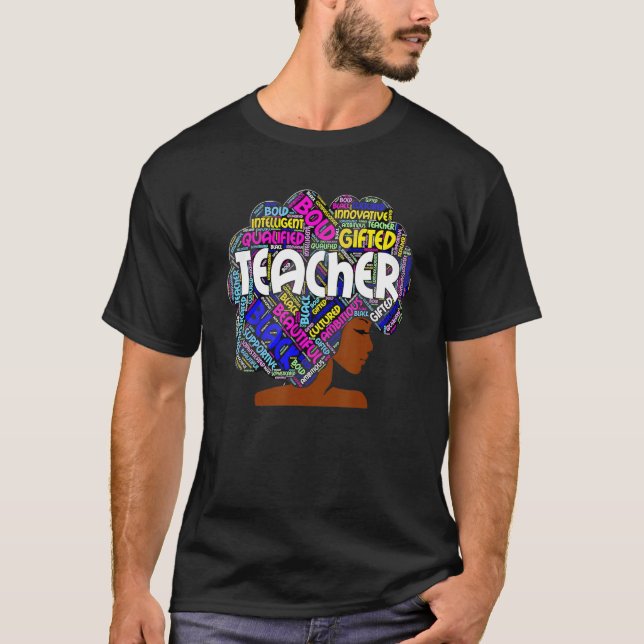 T-shirt Black Smart Teacher Afro Love Melanin African Amer (Devant)