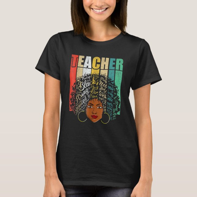 T-shirt Black Smart Teacher Afro Love Melanin African Amer (Devant)