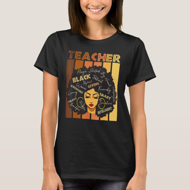 T-shirt Black Smart Teacher Afro Love Melanin African Amer (Devant)
