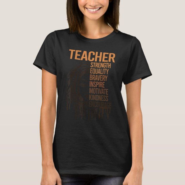 T-shirt Black Smart Teacher Afro Love Melanin African Amer (Devant)