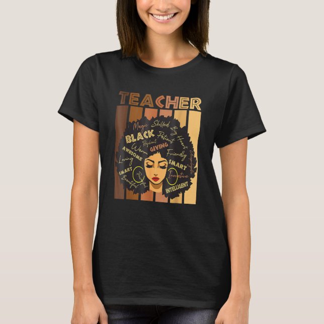 T-shirt Black Smart Teacher Afro Love Melanin African Amer (Devant)
