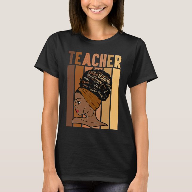 T-shirt Black Smart Teacher Afro Love Melanin African Amer (Devant)