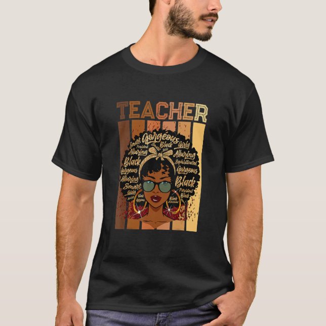 T-shirt Black Smart Teacher Afro Love Melanin African Amer (Devant)