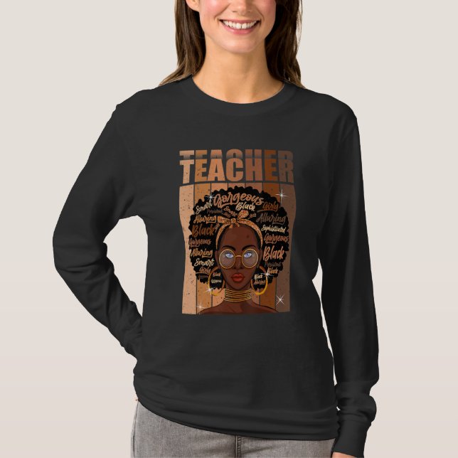 T-shirt Black Smart Teacher Afro Love Melanin African Amer (Devant)