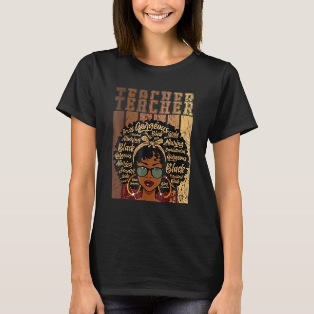 T-shirt Black Smart Teacher Afro Love Melanin African Amer (Devant)