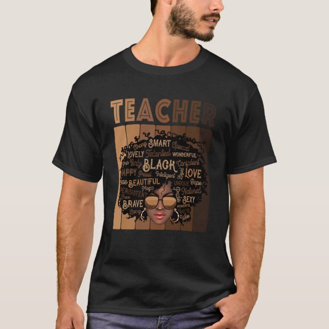 T-shirt Black Smart Teacher Afro Love Melanin African Amer (Devant)