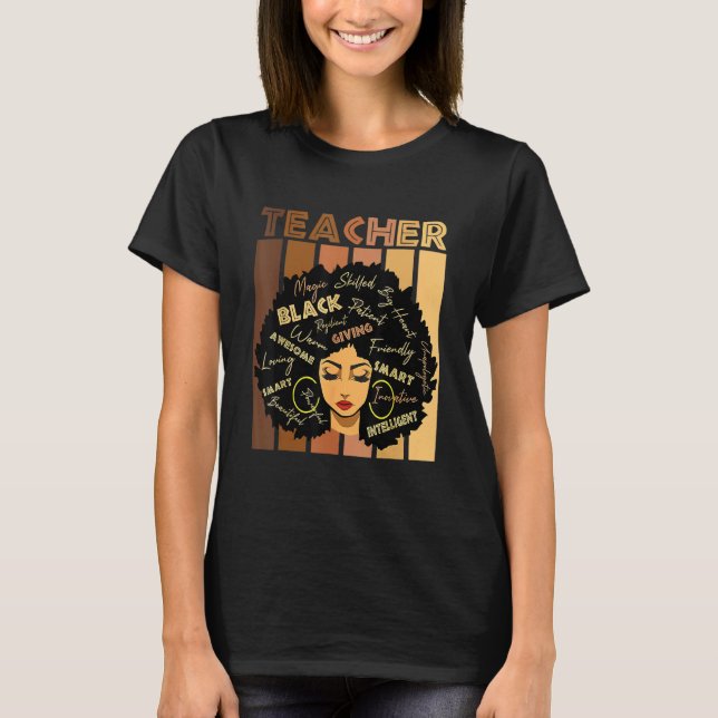 T-shirt Black Smart Teacher Afro Love Melanin African Amer (Devant)