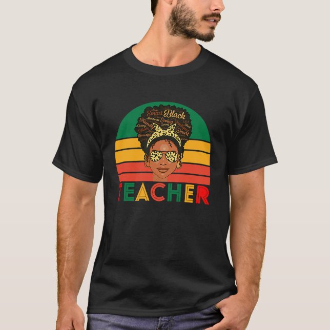 T-shirt Black Smart Teacher Afro Love Melanin African Amer (Devant)