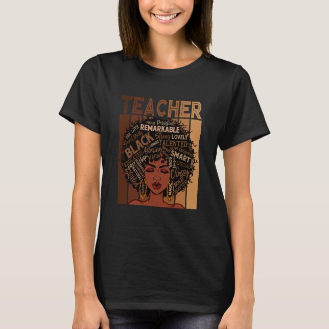 T-shirt Black Smart Teacher Afro Love Melanin Women Africa (Devant)