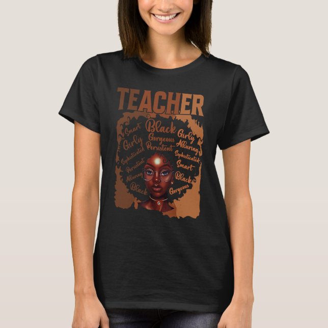 T-shirt Black Smart Teacher Afro Love Melanin Women Black  (Devant)