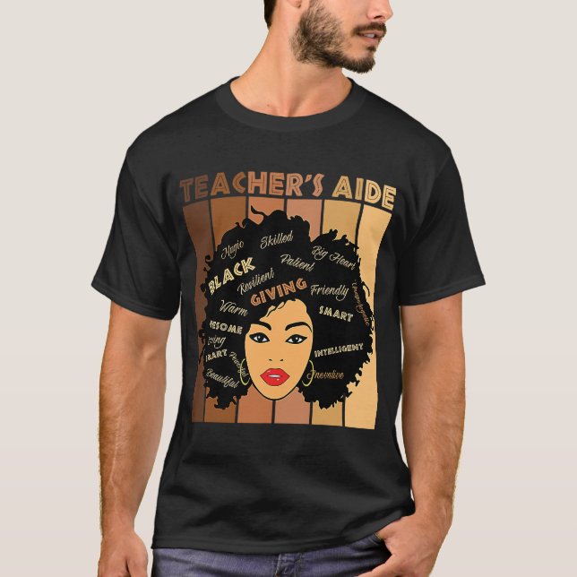 T-shirt Black Smart Teacheru2019s Aide Afro Diva African A (Devant)