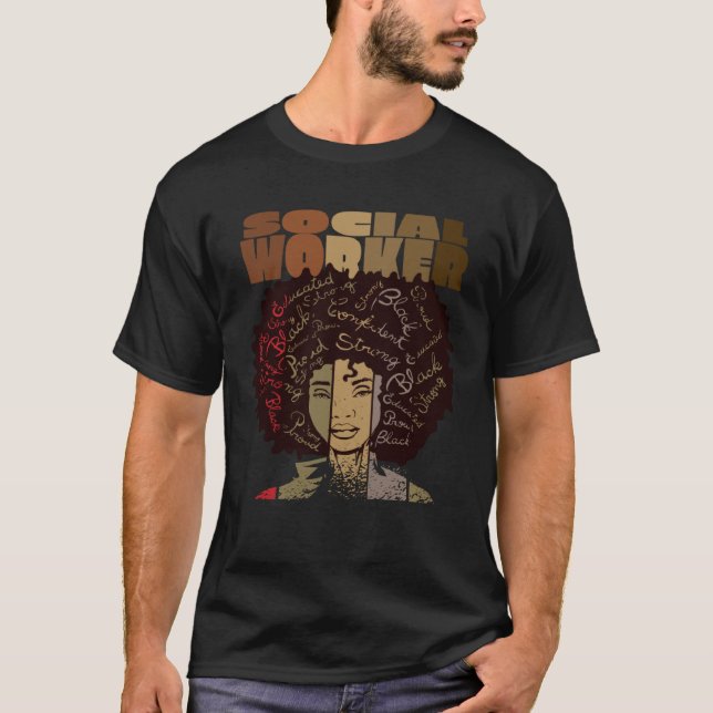 T-shirt Black Social Worker I m Unbreakable School Africai (Devant)