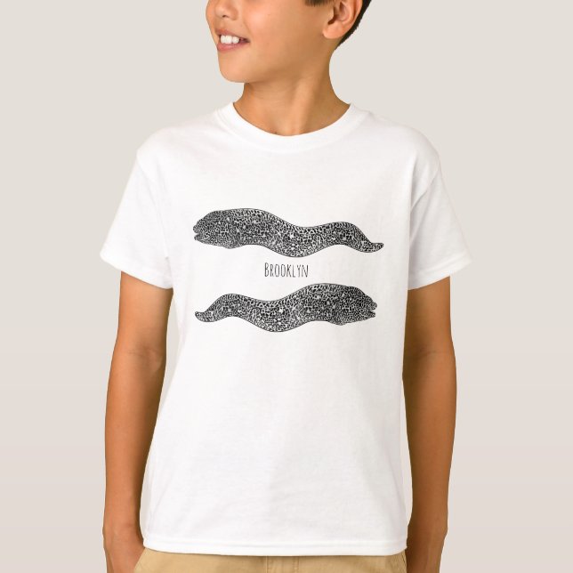 T-shirt Black spotted moray eel cartoon (Devant)