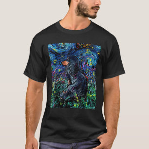 T-shirt Black Tan Long Cheveux Dachshund Starry Night Chie