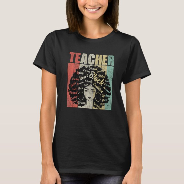 T-shirt Black Teacher Afro Proud African American Black Hi (Devant)