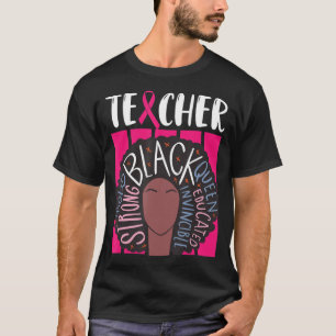 T-shirt Black Teacher Breast Cancer Awareness Afro Woman W