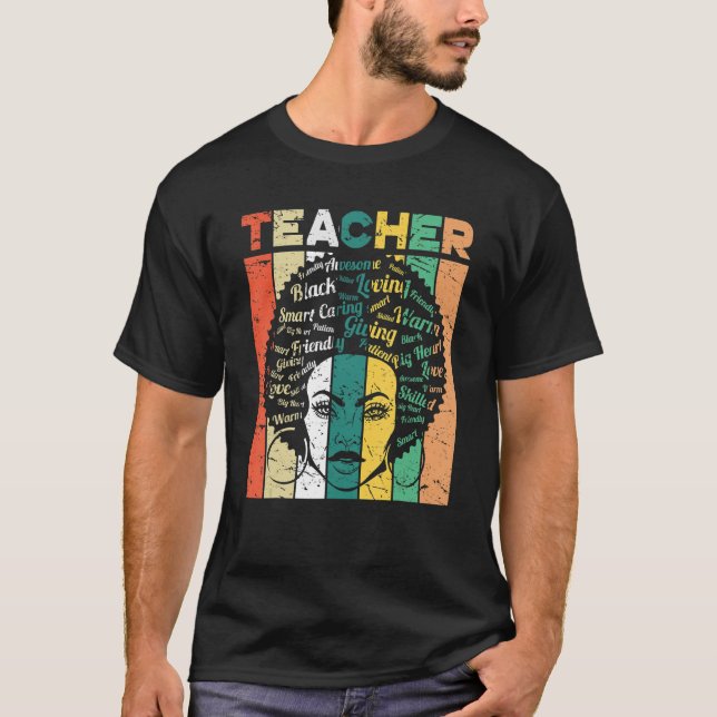T-shirt Black Teacher Magic Melanin Coeurs Black History M (Devant)