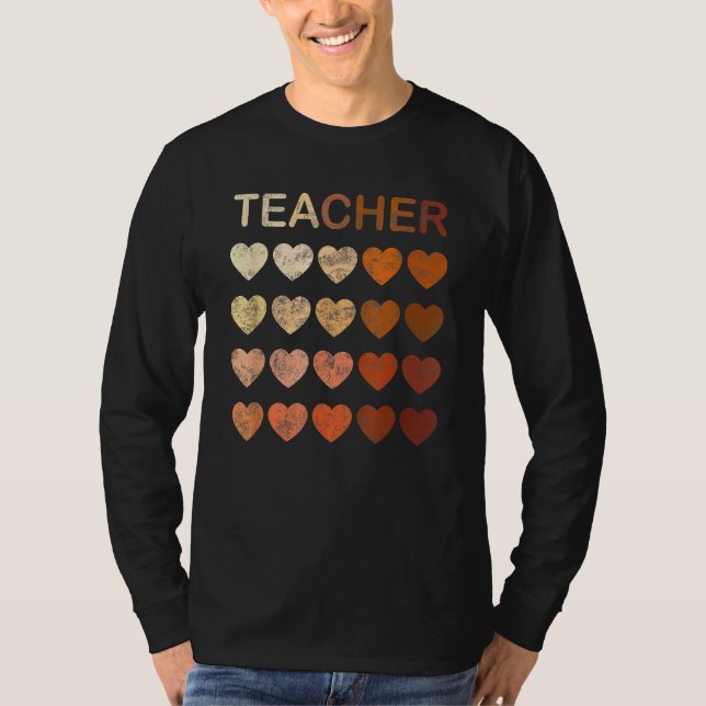 T-shirt Black Teacher Melanin Hearts Women Black History M (Devant)