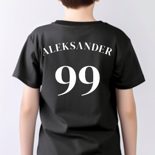 T-shirt Black Team Logo Nom Numéro Sport Moderne