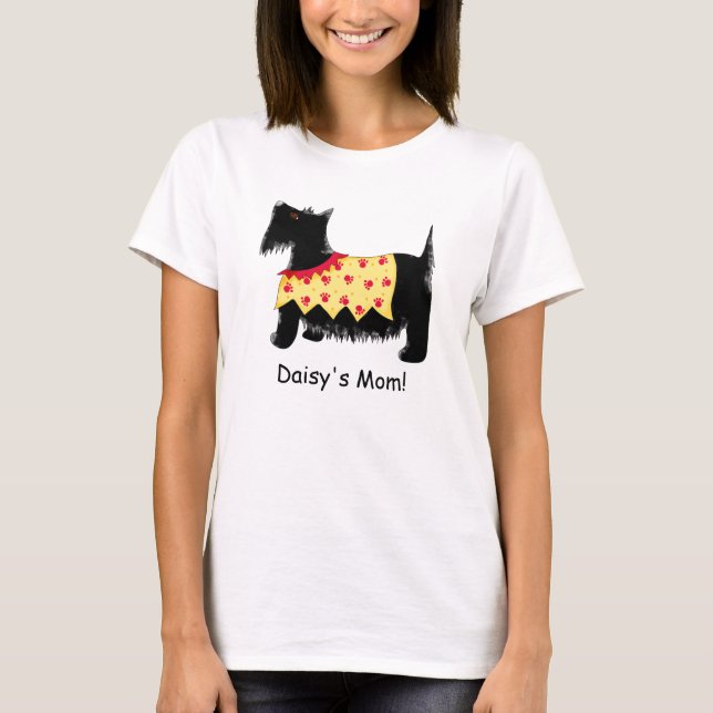 T-shirt Black Terrier Chien Jaune Nom Rouge Personnalisé M (Devant)