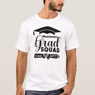 T-shirt Black Text Customisé Mens White Grad