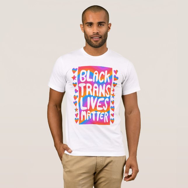 T-shirt Black Trans vit la matière BLM Transgenre Arc-en-c (Devant entier)
