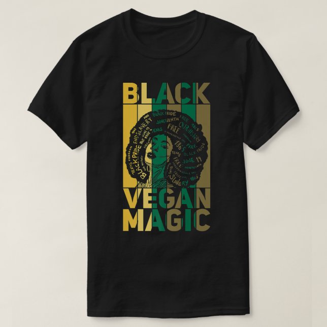 T-shirt Black Vegan Magic Vegetarian Afro Pride Black Hist (Design devant)
