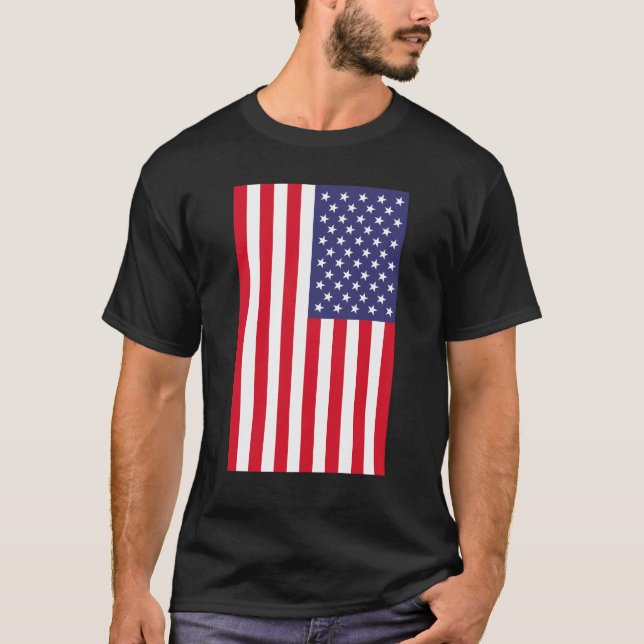 T-shirt Black Vertical American Flag (Devant)