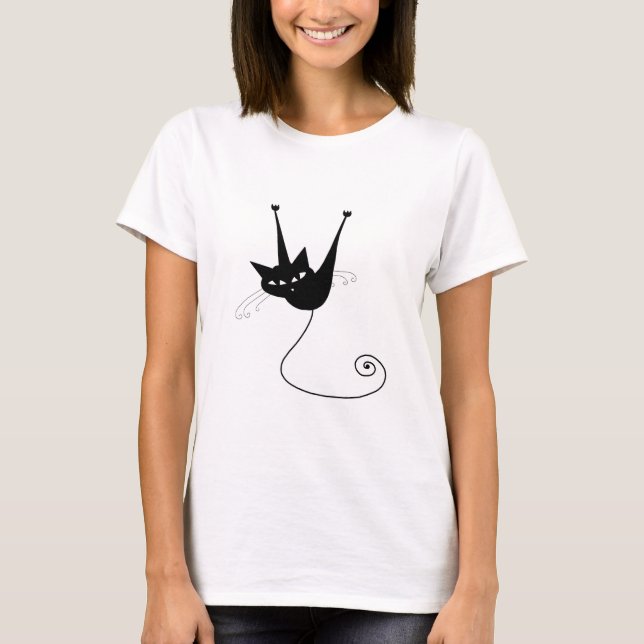 T-shirt Black Whimsy Kitty 1 (Devant)