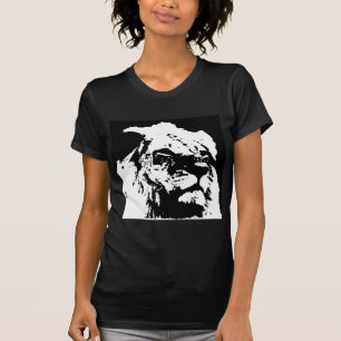 T-shirt Black & white lion pop art