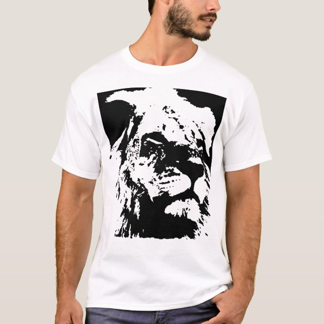 T-shirt Black & white lion pop art (Devant)