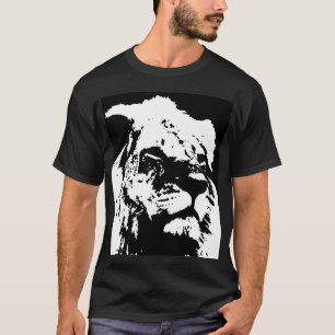 T-shirt Black & white lion pop art