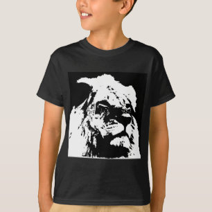T-shirt Black & white lion pop art
