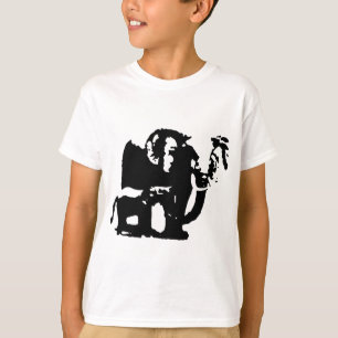 T-shirt Black White Pop Art Baby & Maman Elephants