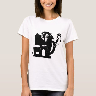 T-shirt Black White Pop Art Baby & Maman Elephants