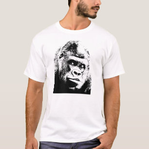 T-shirt Black White Pop Art Gorilla