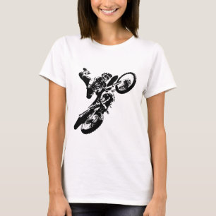 T-shirt Black White Pop Art Motocross Motorcyle Sport