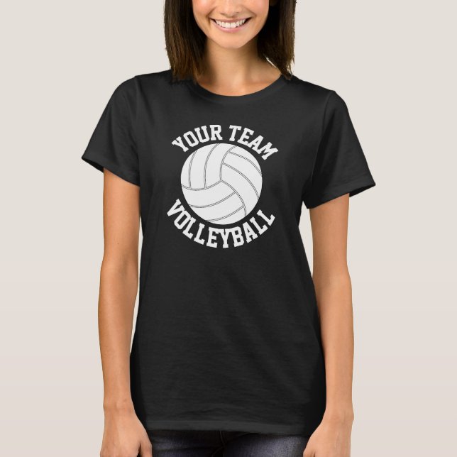 T-shirt Black & White Volleyball Custom Nom de l'équipe T- (Devant)